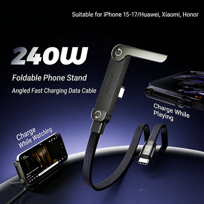240W Fast Charging 2-in-1 Foldable Fast Charging Cable & Phone Stand